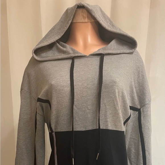Gray and Black Hoodie Dress Plus Size - Picture 1 of 5